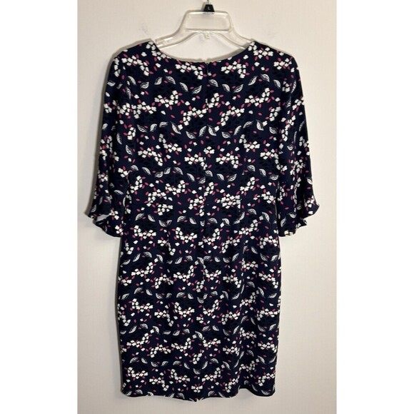 BODEN Delia Sheath Dress Women 6 Petite Navy Floral Bell 1/2 Sleeve Knee Career - Picture 4 of 14